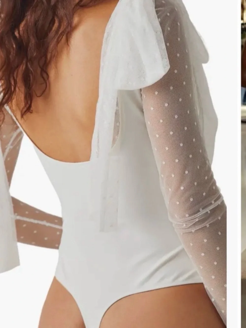 Free People White Sheer Polka-Dot Backless Bodysuit Dress - Picture 2 of 8